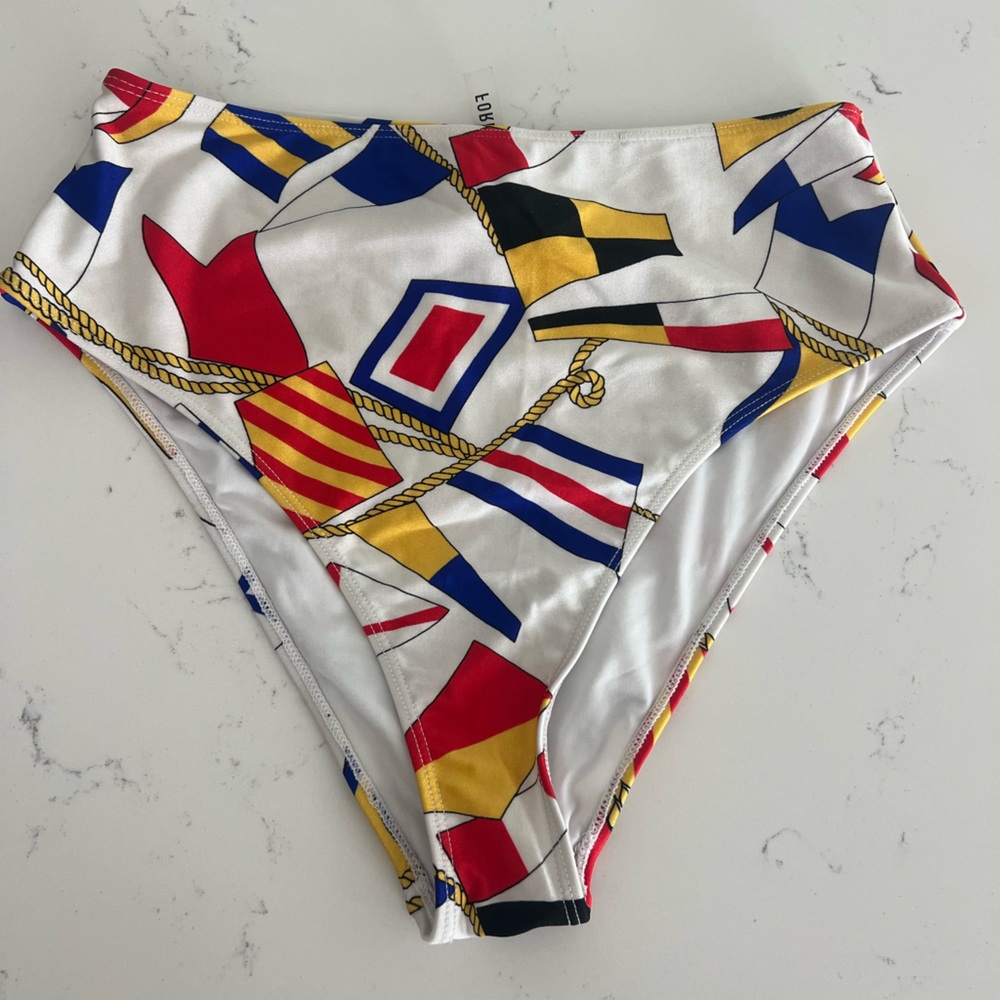 Colorful Nautical Print Bikini Top